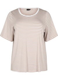 T-skjorte med TENCEL™ Lyocell og striper, Beige T-skjorte med TENCEL™ Lyocell og striper