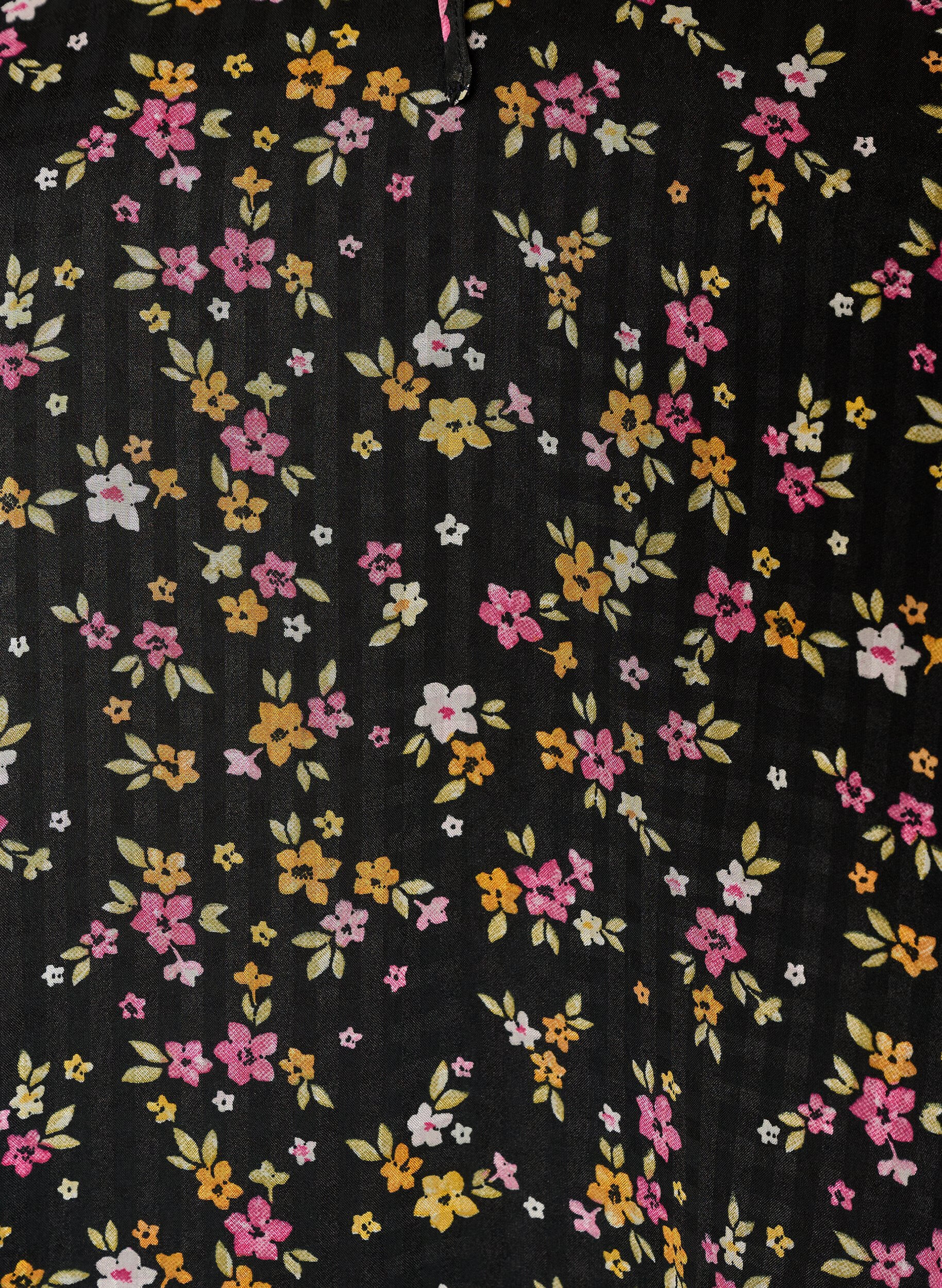 ZizziA-linjeformet tunika med blomsterprint, Svart, Packshot image number 2