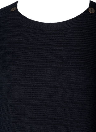 Langermet strikkekjole med knappedetaljer, Black, Packshot image number 2
