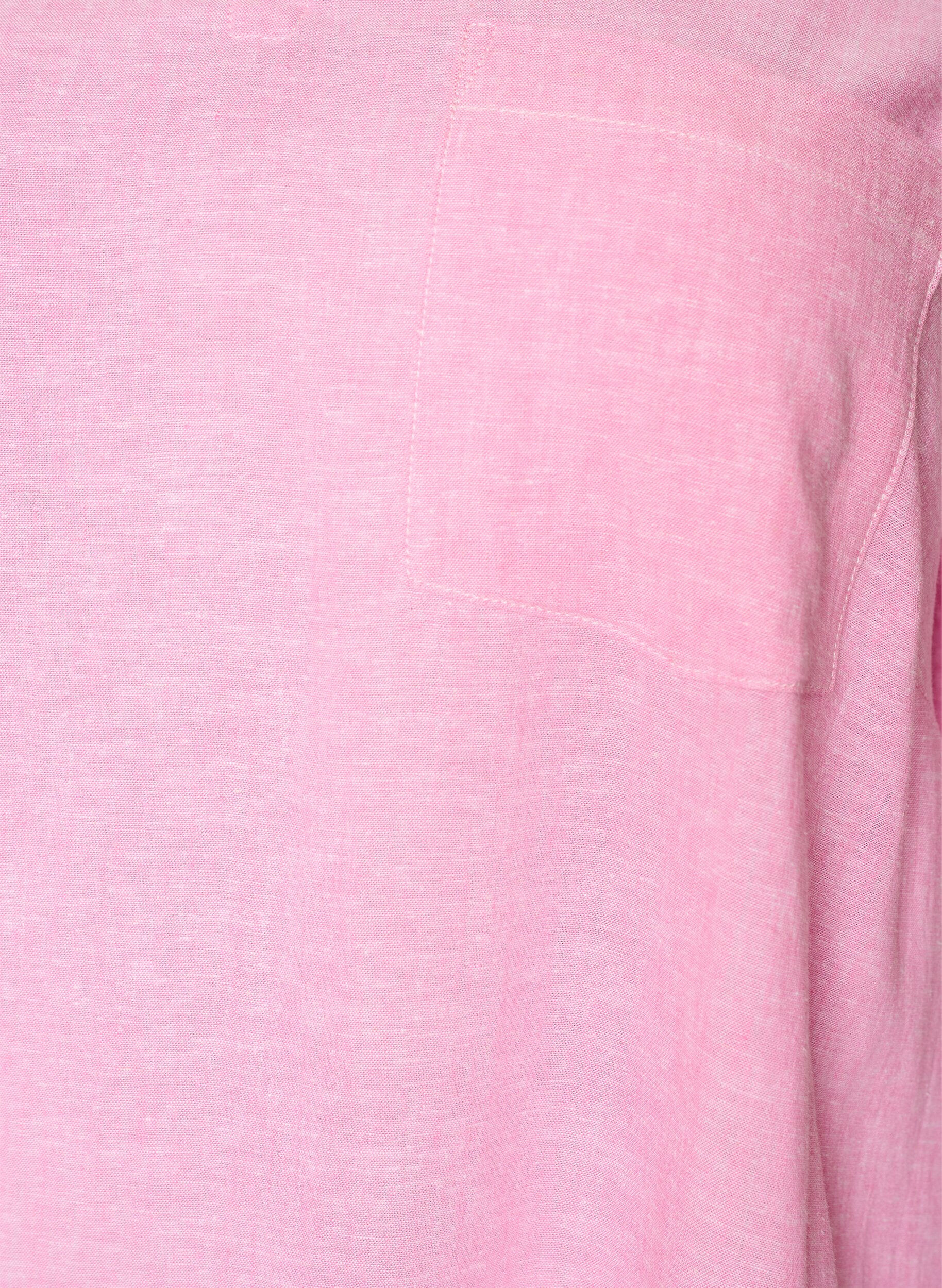 ZizziLinen and viscose tunic with A-shape, Pink, Packshot image number 2