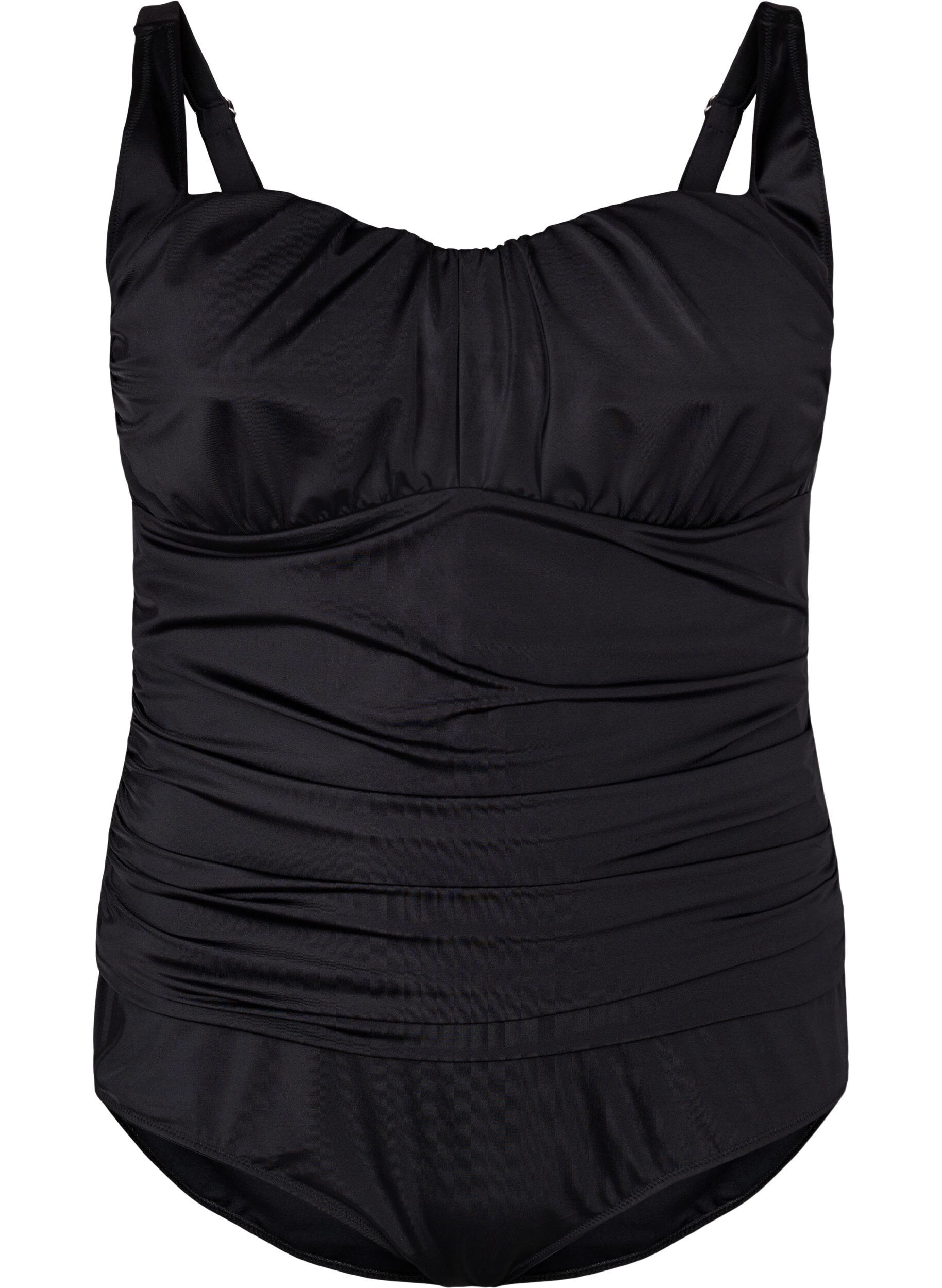 ZizziBadedrakt med rynkedetaljer, Black, Packshot image number 0