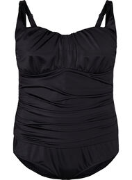 Badedrakt med rynkedetaljer, Black
