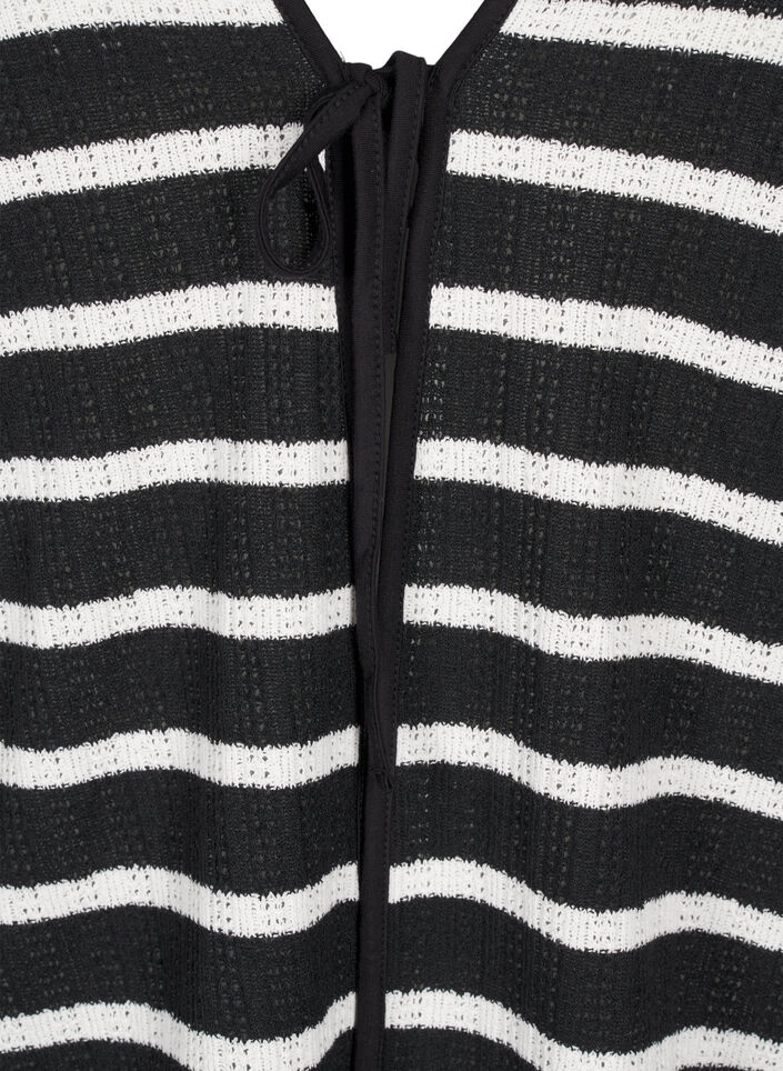 Cardigan med knytebånd, Black White stripe, Packshot image number 2