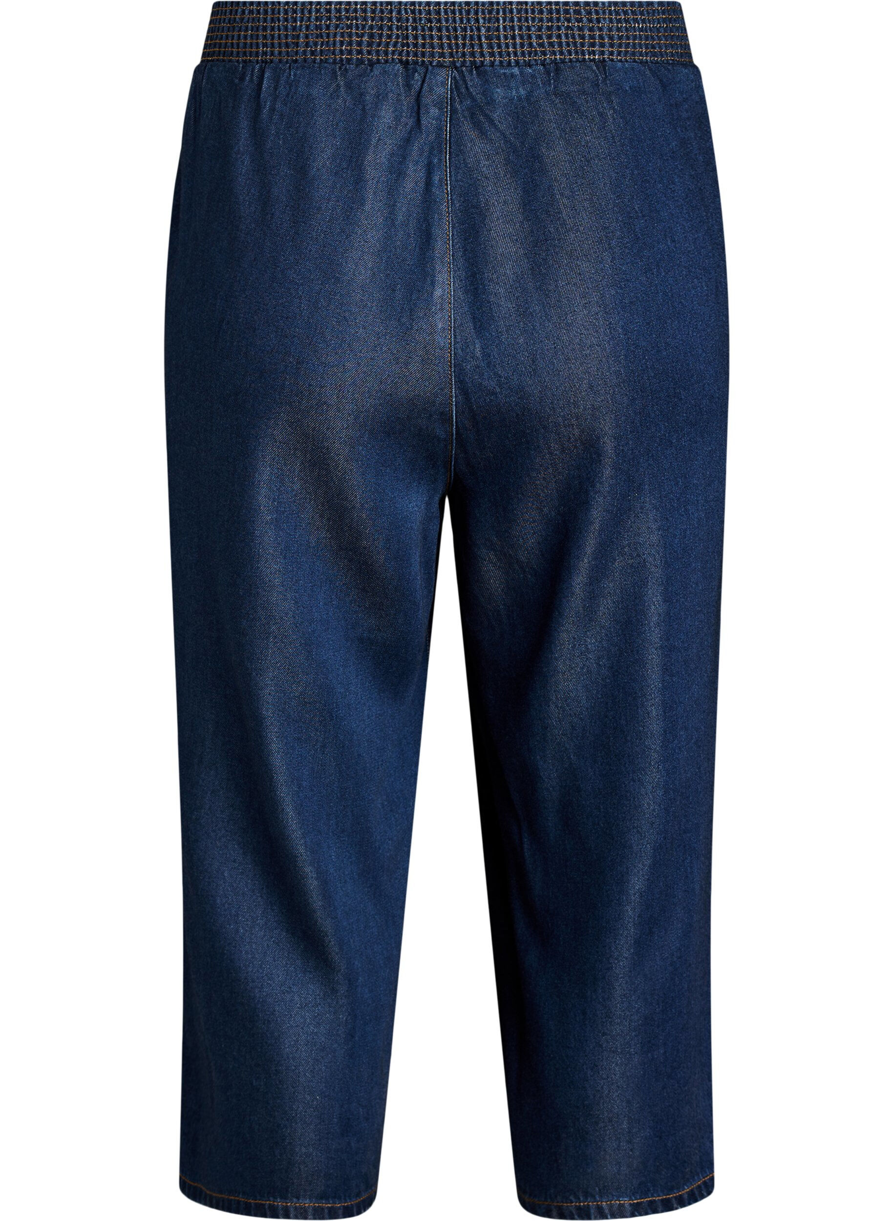 Zizzi Lyocell culotte-bukser med vide ben og plagg i denim, Bl&aring;, Packshot image number 1