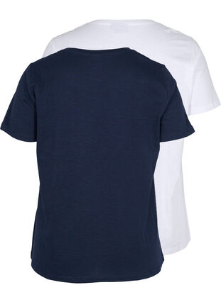 Basis T-skjorter i bomull, 2 stk., Navy B/B White, Packshot image number 1