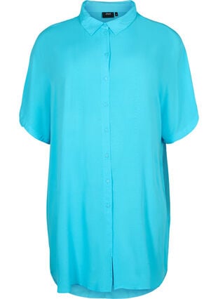 Lang skjorte i viskose, Blue Atoll, Packshot image number 0