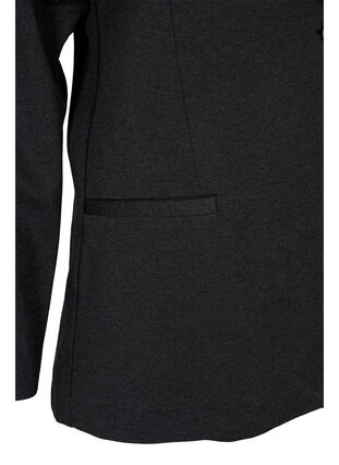 Enkel blazer med knapp og pyntelommer, Dark Grey Melange, Packshot image number 3