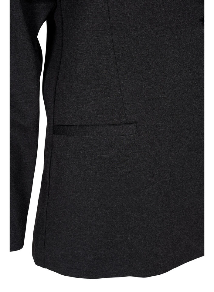 Enkel blazer med knapp og pyntelommer, Gr&aring;, Packshot image number 3