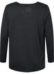 Melange bluse med lange ermer, Black Mel. , Packshot image number 1