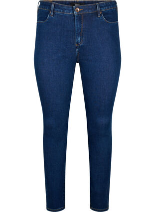 Amy jeans med høy midje og supersmal passform, Dark blue, Packshot image number 0