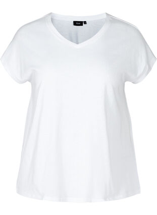 T-skjorte med v-hals, Bright White, Packshot image number 0