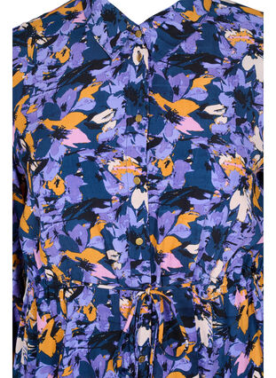Blomstrete skjortekjole i viskose, Purple Flower AOP, Packshot image number 2