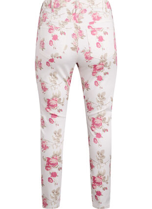 Zizzi Supersmal Amy jeans med blomstertrykk, Vanilje, Packshot image number 1
