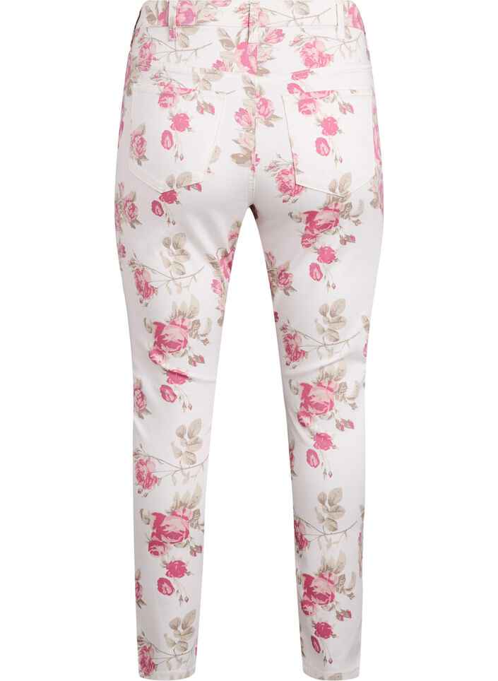 Supersmal Amy jeans med blomstertrykk, Vanilje, Packshot image number 1