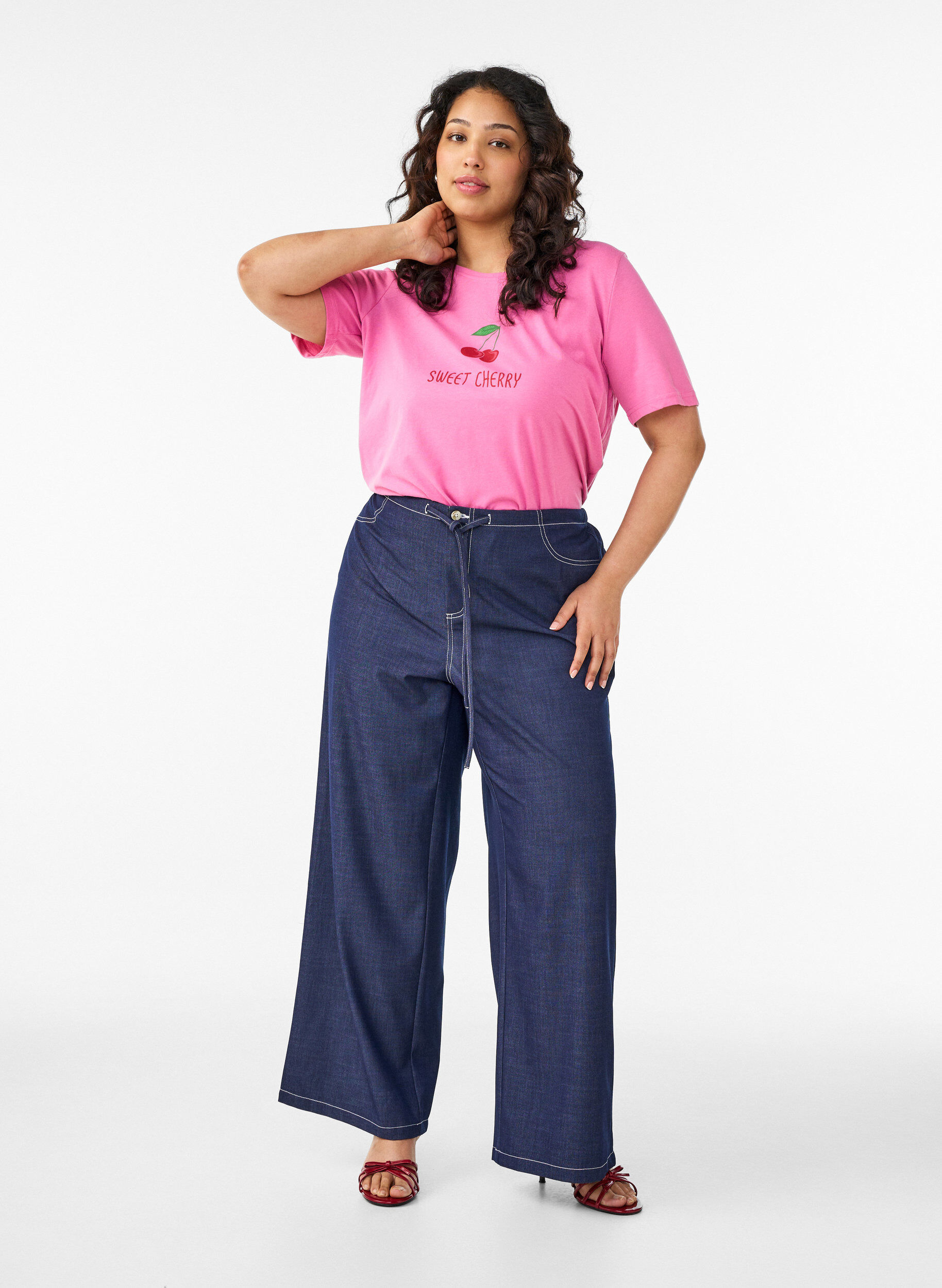 ZizziT-skjorte med trykk, Rosa, Model image number 1