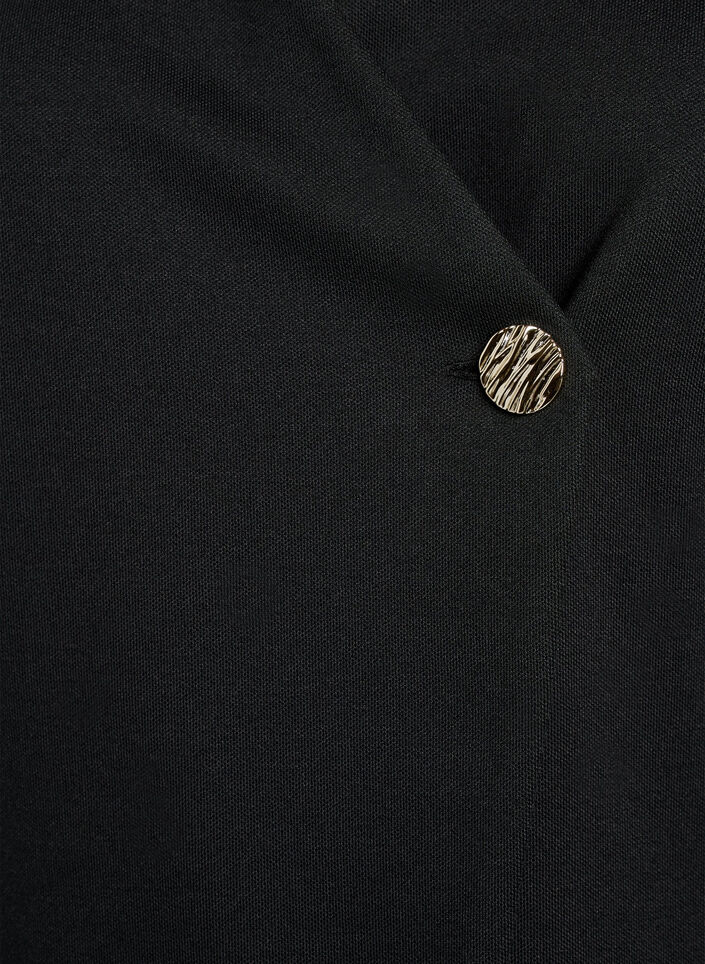 Bluse med asymmetrisk omslagseffekt og korte ermer, Svart, Packshot image number 2