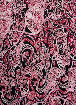 Zizzi Kortermet bomullskjole med trykt mønster, Svart, Packshot image number 3