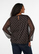 Prikket chiffonbluse med gjennomsiktige ermer, Brun, Model image number 2