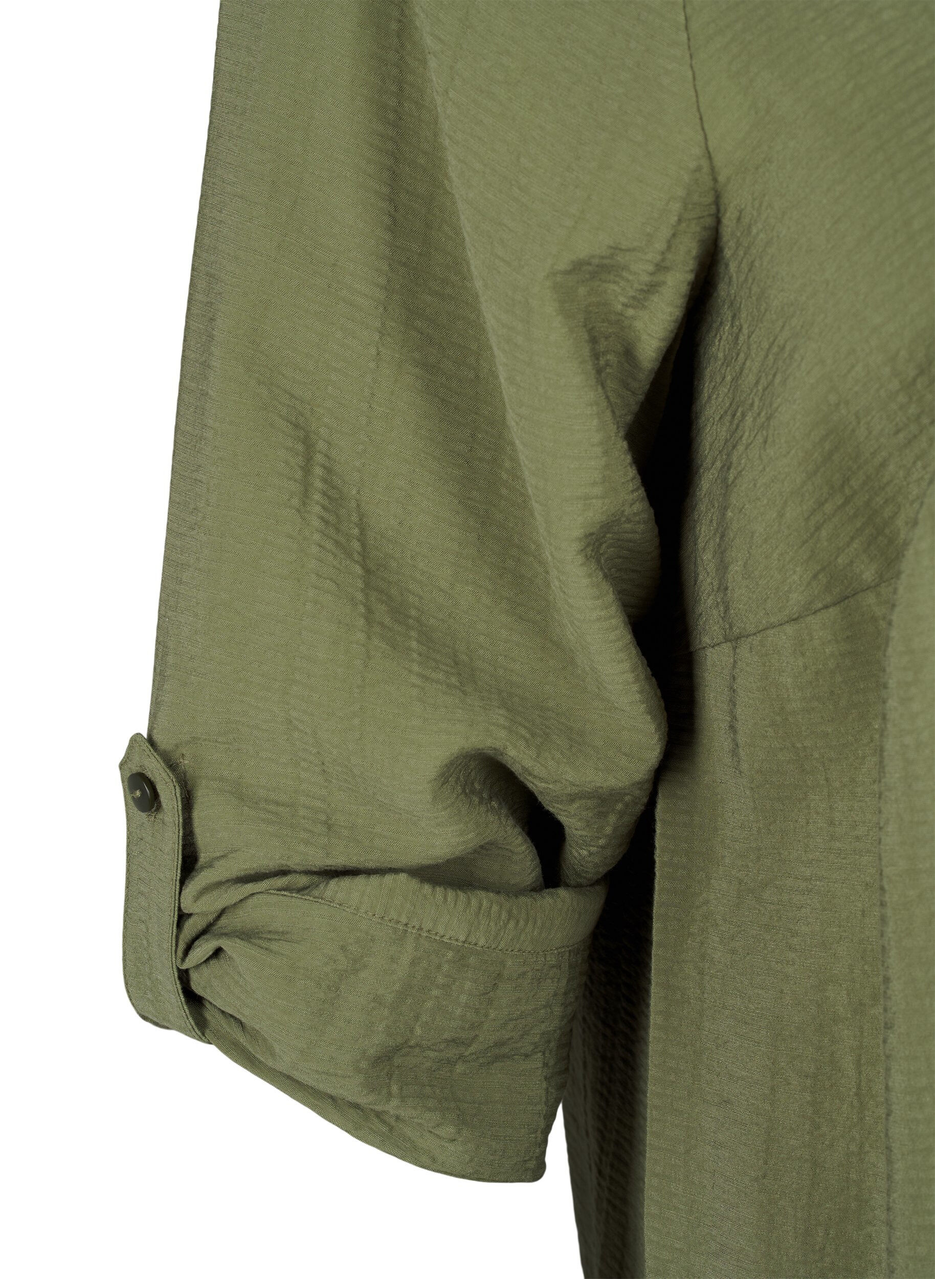 Zizzi Skjortebluse i viskose med 3/4 ermer, Winter Moss, Packshot image number 3