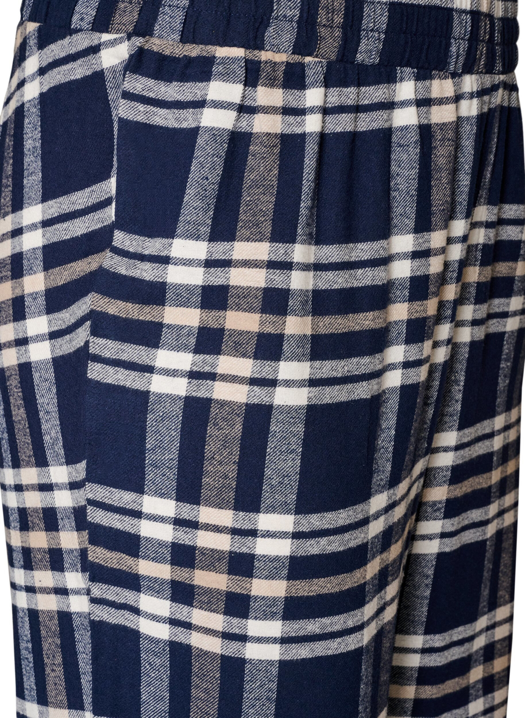 ZizziRutete bomulls pyjamasbukser, Bl&aring;, Packshot image number 2
