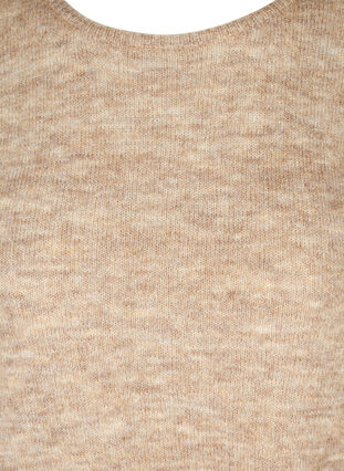 Melert strikkegenser med rund hals, Dune Melange, Packshot image number 2