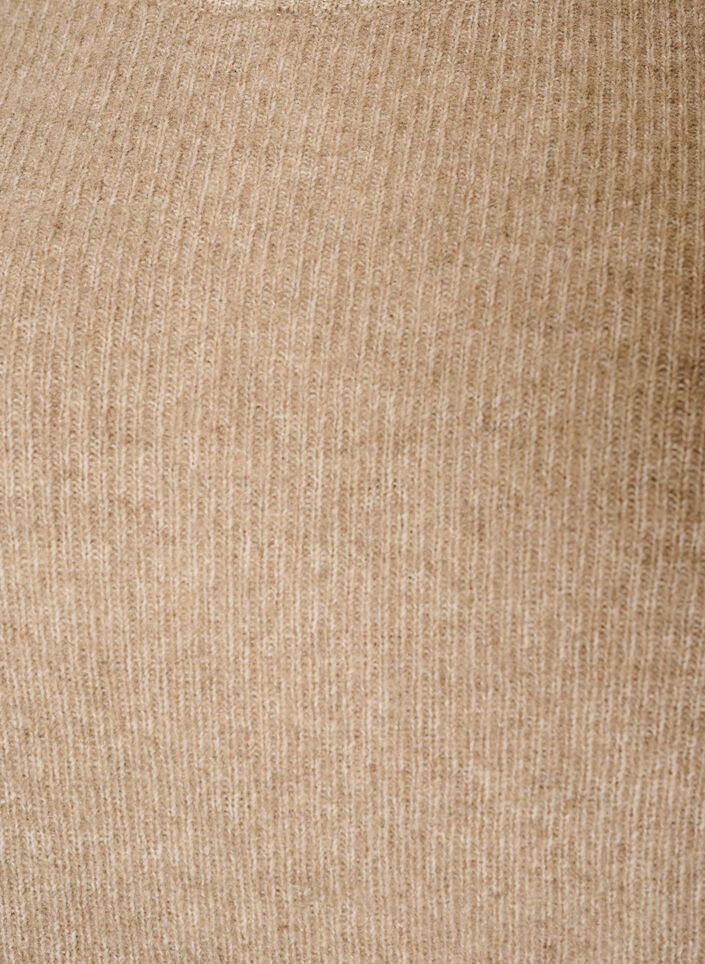 Melert strikkebluse med rund hals, Beige, Packshot image number 2