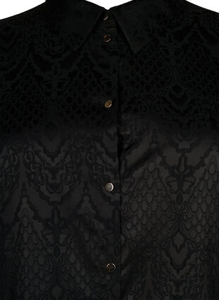 Zizzi Lang skjorte med strukturmønster, Black, Packshot image number 2