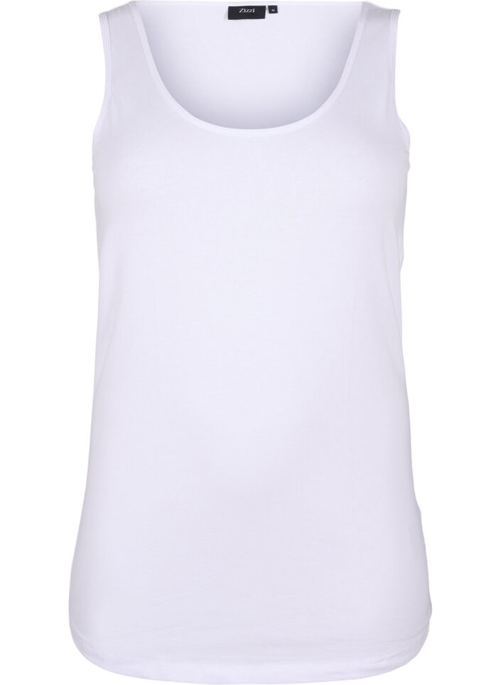 Ensfarget basistopp i bomull, Hvit, Packshot image number 0