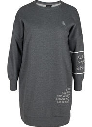 Langermet kjole med trykk, Dark Grey Melange