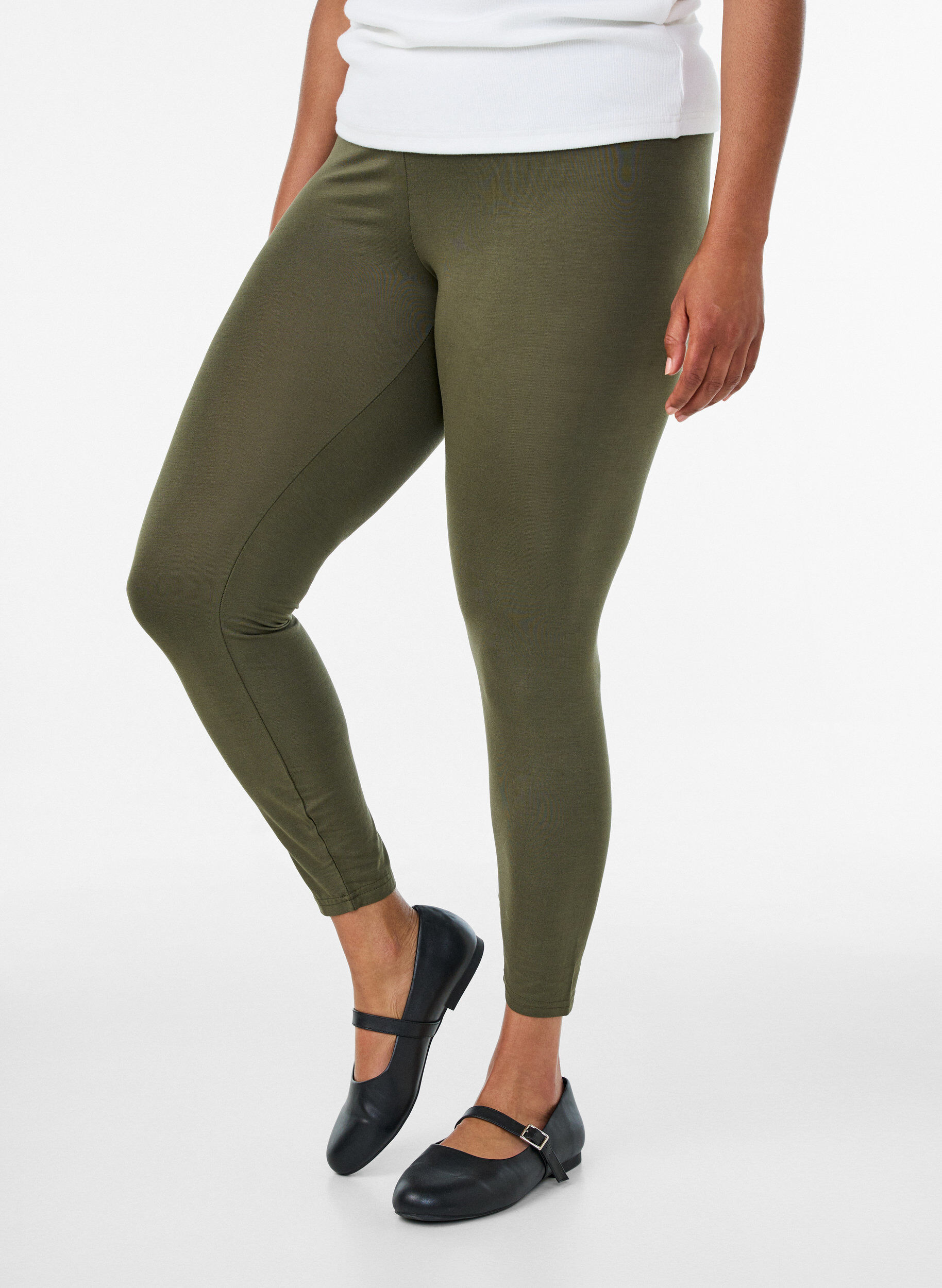 ZizziBasis leggings i viskose, Gr&oslash;nn, Model image number 0
