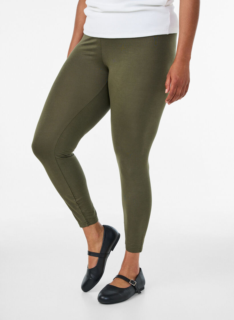 Basis leggings i viskose, Gr&oslash;nn, Model image number 0