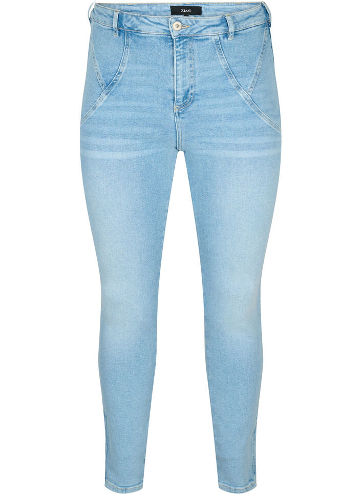 Amy jeans med høyt liv og super slim fit, Light blue, Packshot image number 0