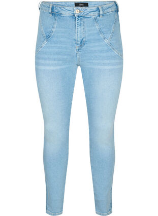 Amy jeans med høyt liv og super slim fit, Light blue, Packshot image number 0