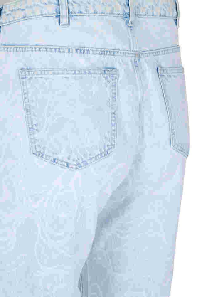 Cropped MIlle mom jeans med mønster, Light blue denim, Packshot image number 3