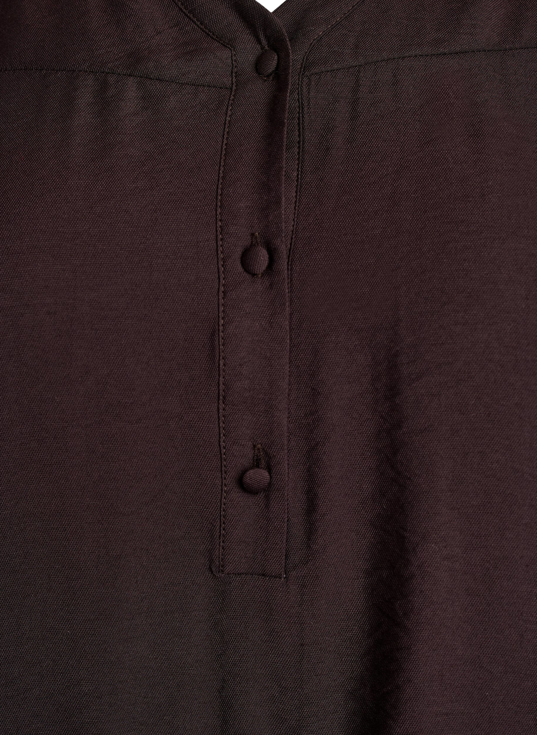 Zizzi Viskosebluse med smock og rynkede detaljer, Brun, Packshot image number 2
