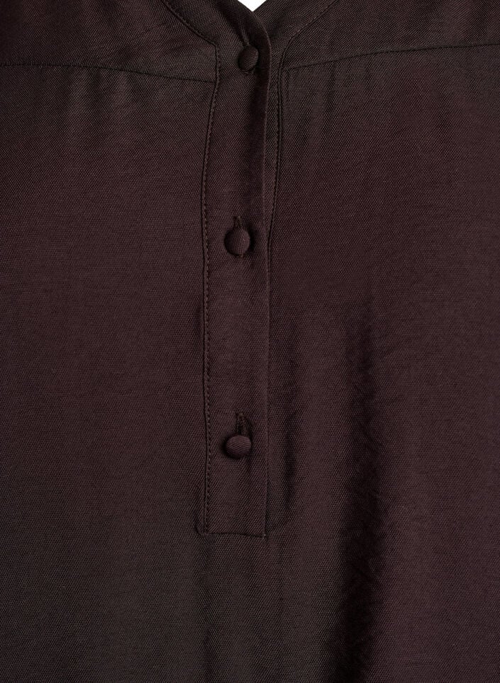 Viskosebluse med smock og rynkede detaljer, Brun, Packshot image number 2