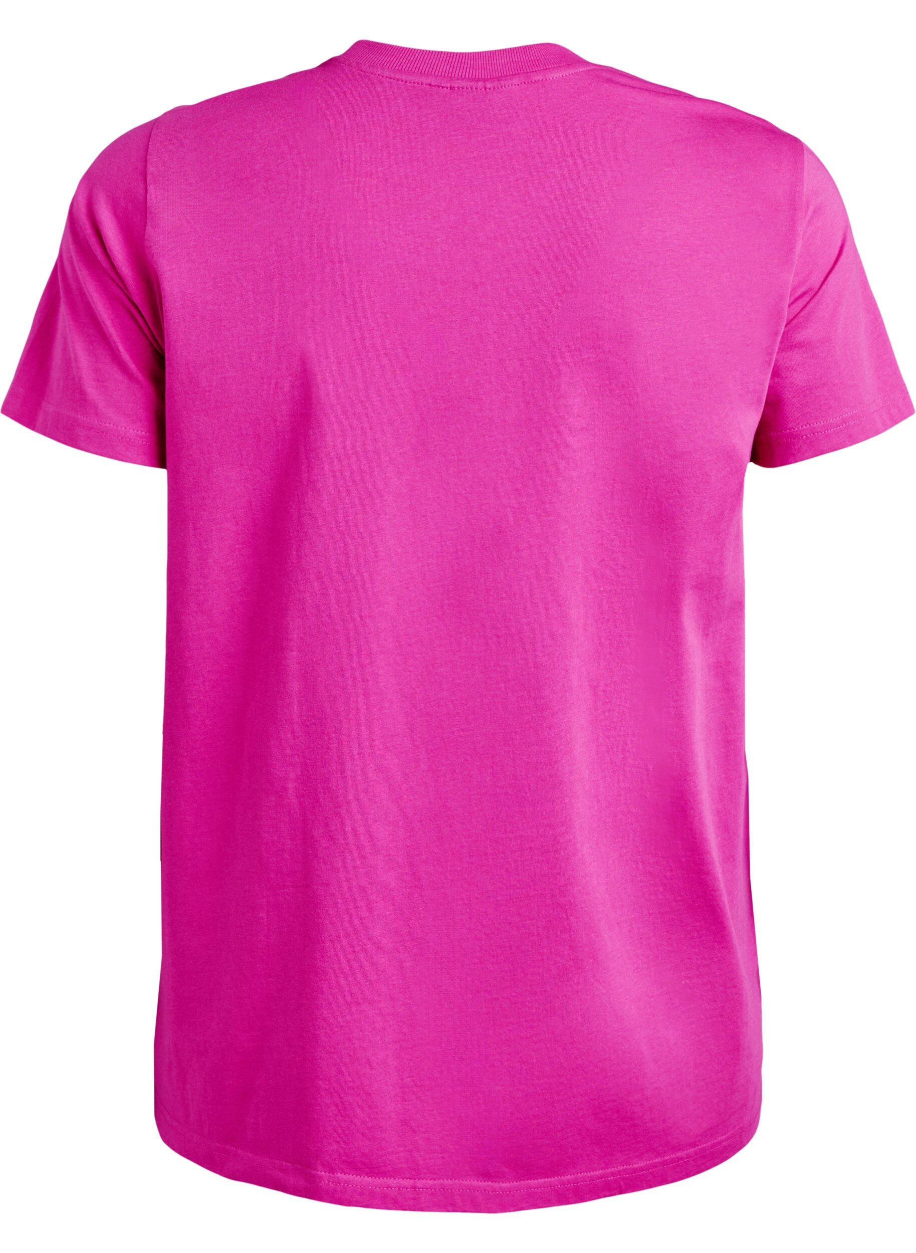 ZizziBasic T-skjorte i bomull med rund hals, Rosa, Packshot image number 1