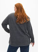 Melange Bluse med rund hals og lange ermer, Dark Grey, Model image number 1
