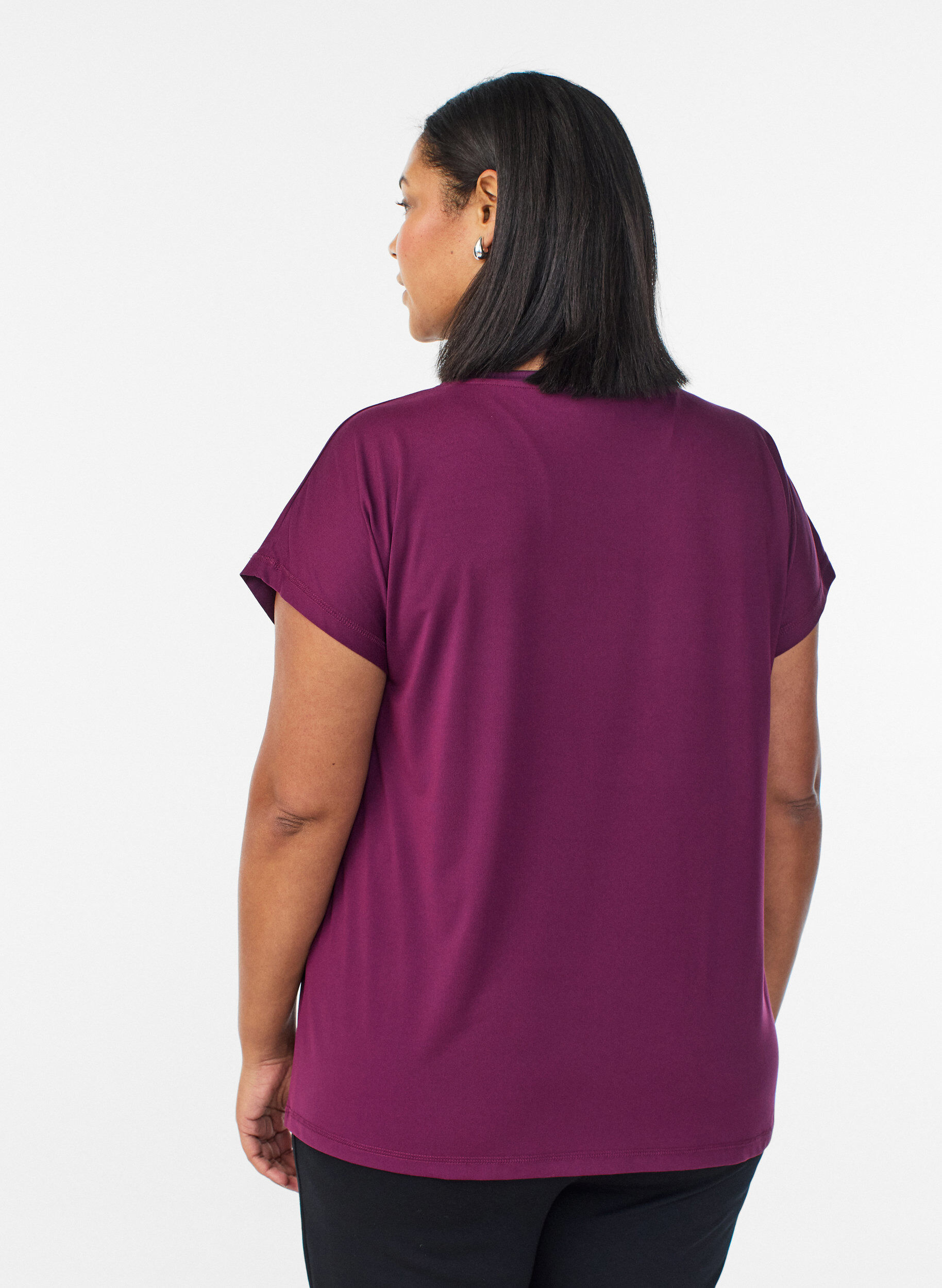 ZizziEnsfarget trenings-T-skjorte, Lilla, Packshot image number 1