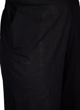 Ledig bukse i lin- og bomullsblanding, Black, Packshot image number 2