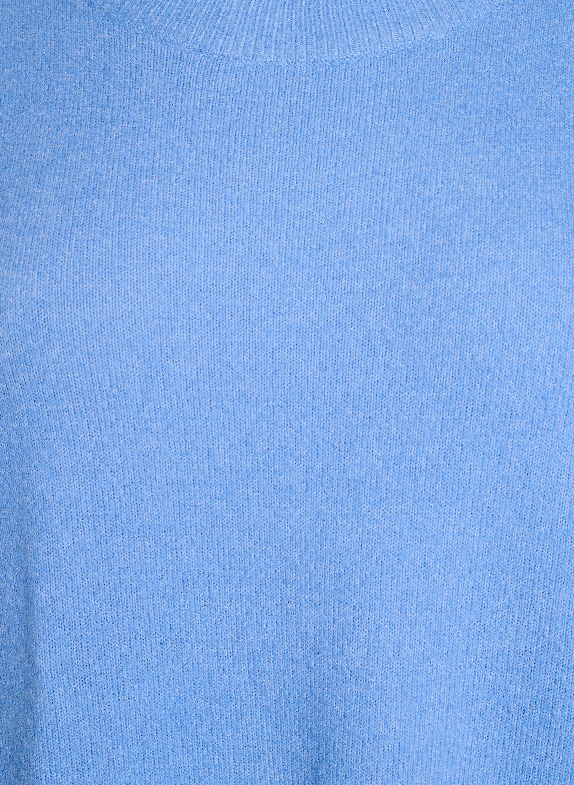 Zizzi Strikket kjole med 3/4 ermer og rund hals, D.R. Blue White Mel., Packshot image number 2