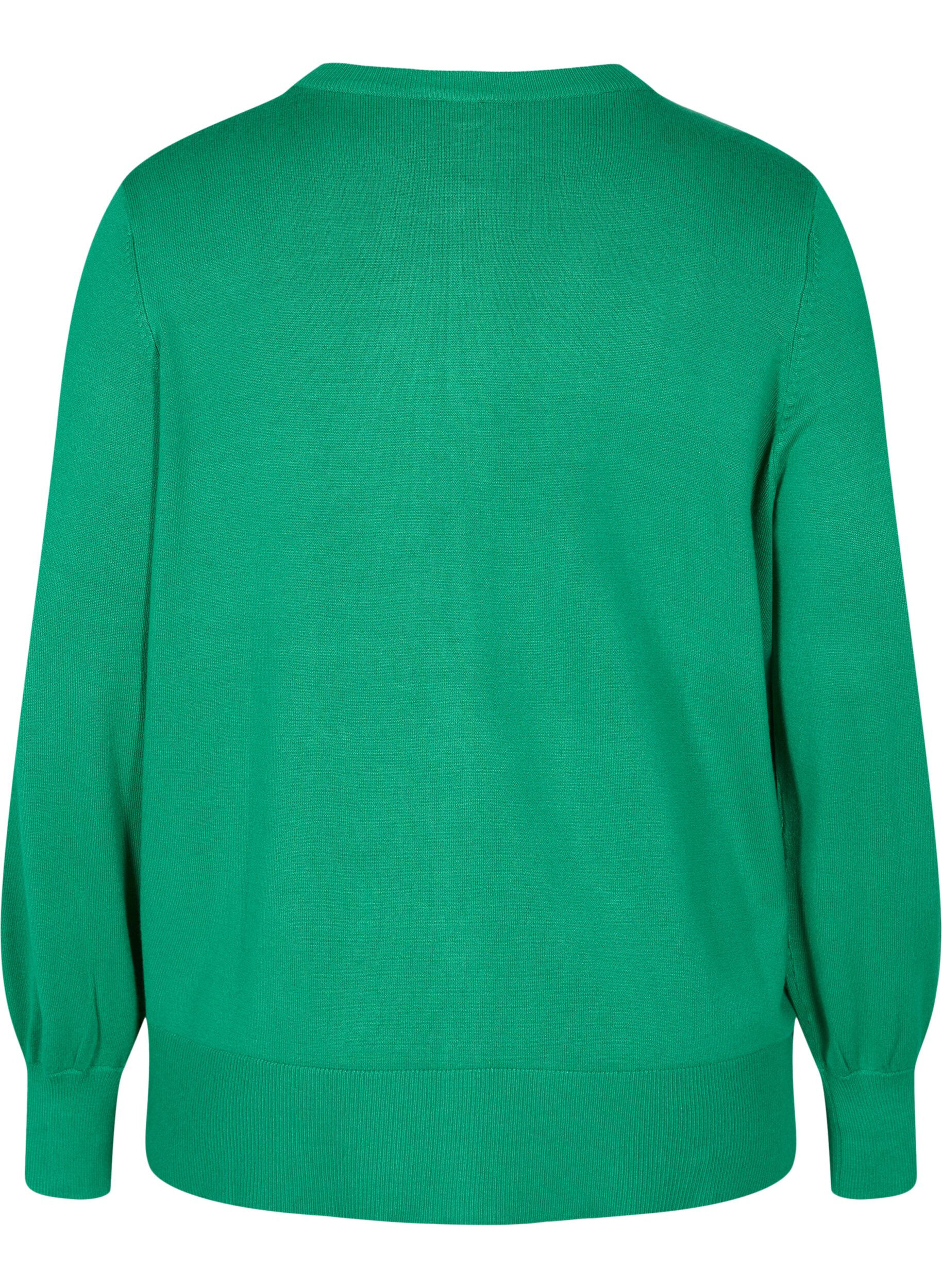 Zizzi Strikkecardigan med knapper i viskoseblanding, Jolly Green, Packshot image number 1