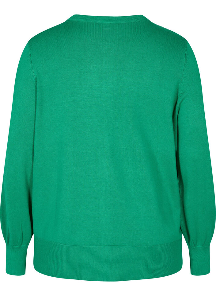 Strikkecardigan med knapper i viskoseblanding, Jolly Green, Packshot image number 1
