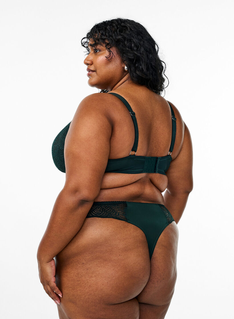 Heldekkende BH med bøyle og blonder, Grønn, Model image number 2