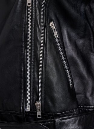 Zizzi Skinn bikerjakke med belte, Black, Packshot image number 2