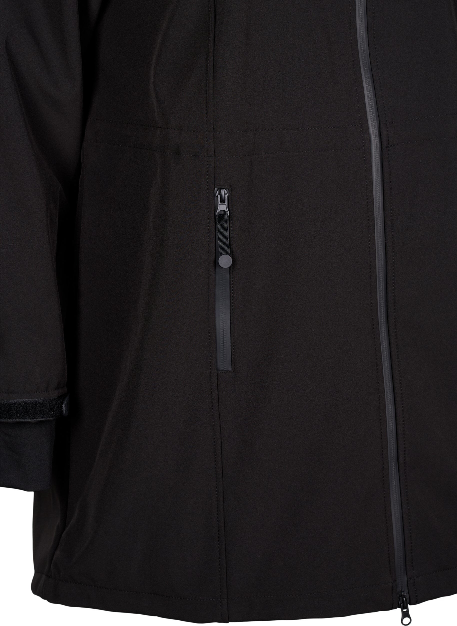 ZizziSoftshelljakke med avtagbar hette, Svart, Packshot image number 3