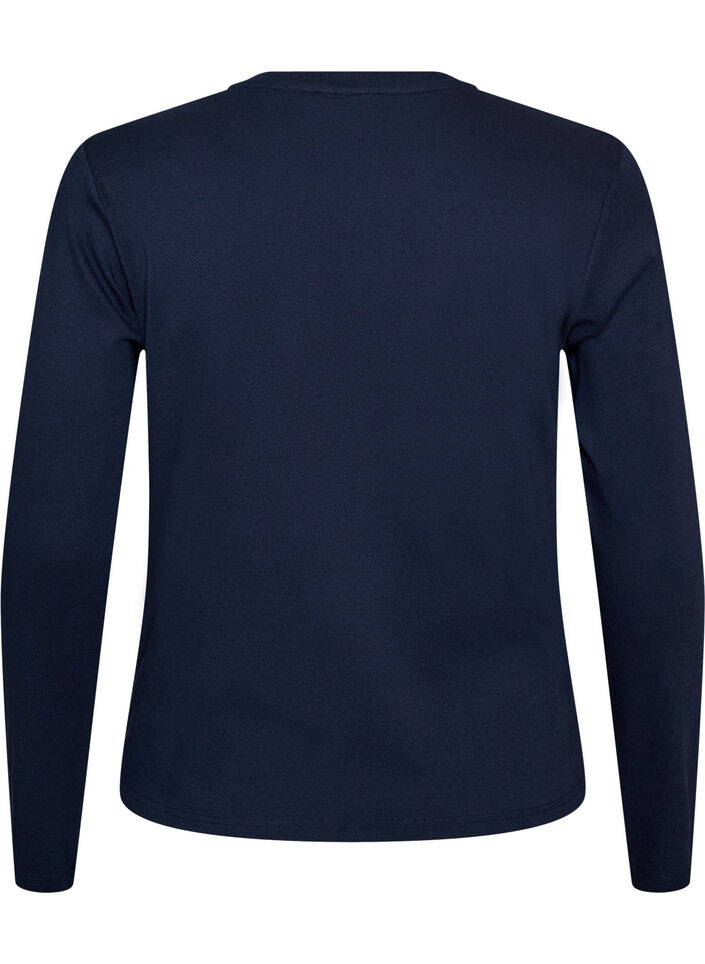 Langermet basis-T-skjorte med rund hals, Bl&aring;, Packshot image number 1