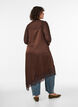Satengkjole med blonder og asymmetrisk fold, Brun, Model image number 1