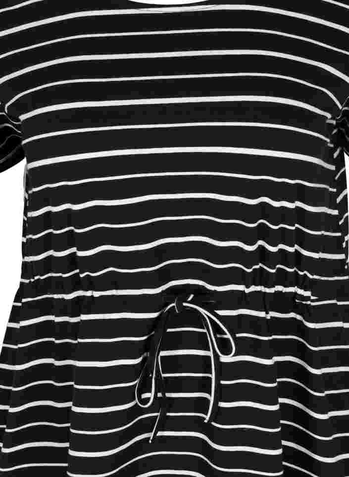 Kortermet bomullstunika med striper, Black/White Stripe , Packshot image number 2