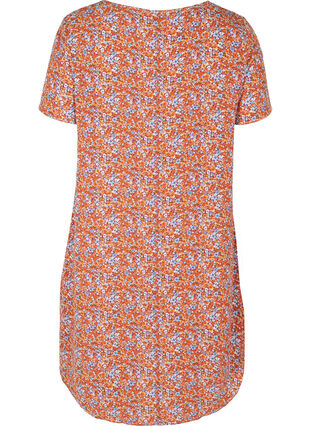 Mønstrete kjole med korte ermer, Orange Flower AOP, Packshot image number 1